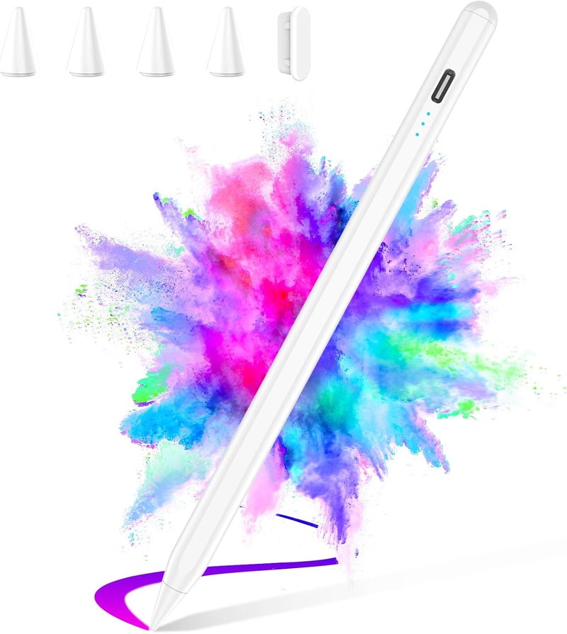 HZD Stylus Pen for iPad 2025-2018 Faster Charge Apple Pencil with Tilt Sensitivity & Palm Rejection & Magnetic Compatible iPad 11/10/9/8/7/6, Pad Air 3/4/5, Pro 12.9"/11", Mini 6/5, M2/M4 White - Image 1